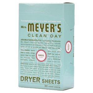 Mrs. Meyer's Clean Day Dryer Sheets, Basil, 80ct