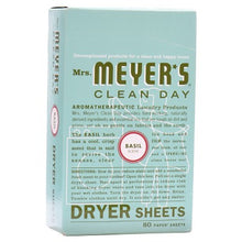 Mrs. Meyer's Clean Day Dryer Sheets, Basil, 80ct