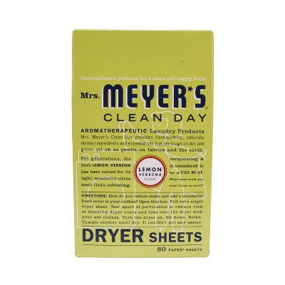 Mrs. Meyer's Clean Day Dryer Sheets, Lemon Verbena, 80ct