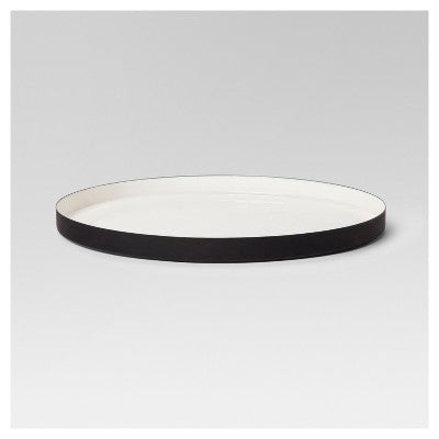 Round Enameled Tray - White/Black