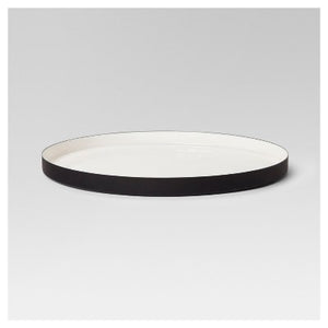 Round Enameled Tray - White/Black
