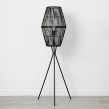 Rattan Diamond Tripod Floor Lamp Black