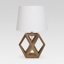 Geometric Wood Figural Accent Lamp Brown