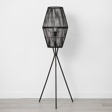 Rattan Diamond Tripod Floor Lamp Black