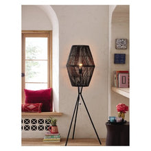 Rattan Diamond Tripod Floor Lamp Black